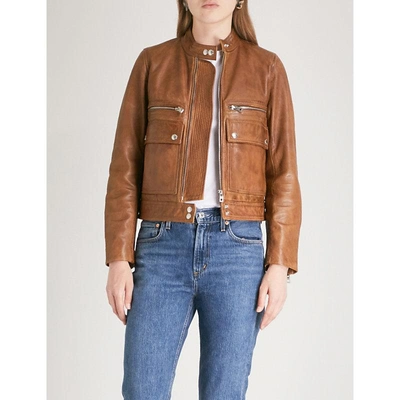 Shop Zadig & Voltaire Goat-leather Jacket In Cognac