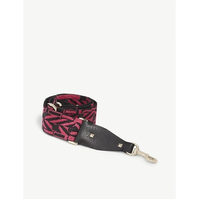 Shop Valentino Disco Pink Heart Embroidered Bag Strap