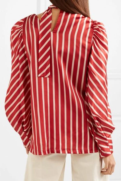 Shop Silvia Tcherassi Juliette Striped Silk-blend Satin Blouse In Red