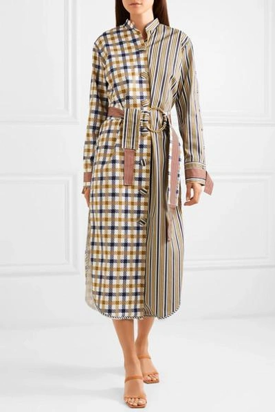 Shop Silvia Tcherassi Kylie Patchwork Cotton-blend Midi Dress In Beige