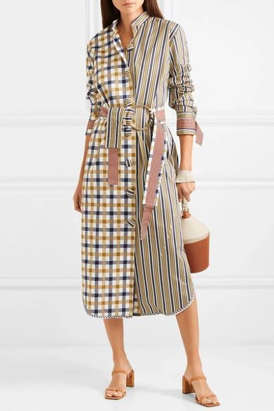 Shop Silvia Tcherassi Kylie Patchwork Cotton-blend Midi Dress In Beige