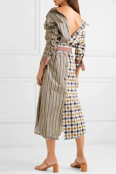 Shop Silvia Tcherassi Kylie Patchwork Cotton-blend Midi Dress In Beige