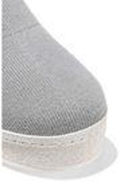 Shop Opening Ceremony Woman Ruffle-trimmed Stretch-knit Platform High-top Sneakers Gray
