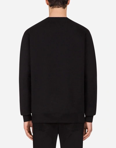 Shop Dolce & Gabbana Cotton Sweatshirt With D&g Print In Black