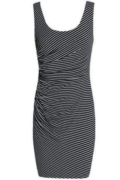 Shop Bailey44 Ruched Striped Jersey Mini Dress In Black