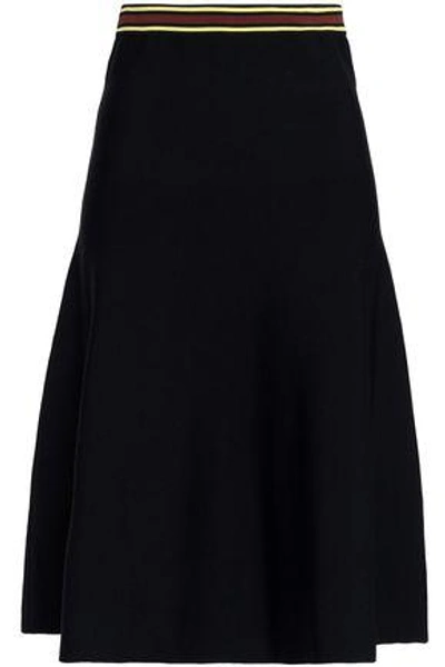 Shop Sandro Britt Flared Stretch-knit Skirt In Black