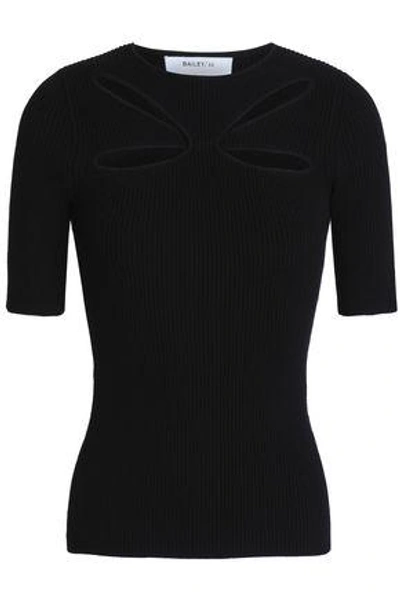 Shop Bailey44 Bailey 44 Woman Cutout Ribbed-knit Top Black