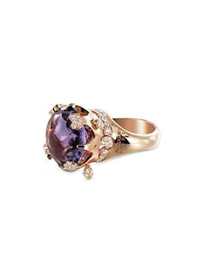 Shop Pasquale Bruni 18k Rose Gold Sissi Amethyst & Diamond Cocktail Ring In Purple/rose Gold