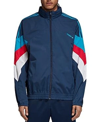 Shop Adidas Originals Palmerston Windbreaker Jacket In Collegiate Navy/bold Aqua