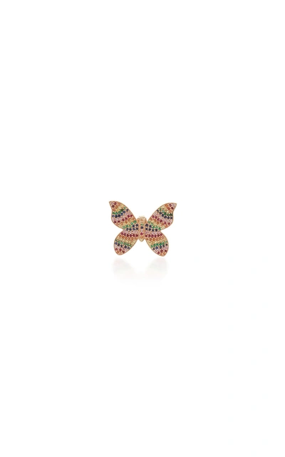 Shop Sydney Evan Rainbow Butterfly Earrings In Multi