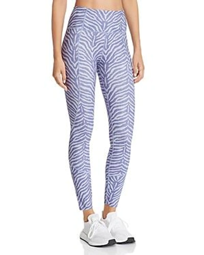 Shop Varley Bedford Zebra Print Leggings In Blue Zebra