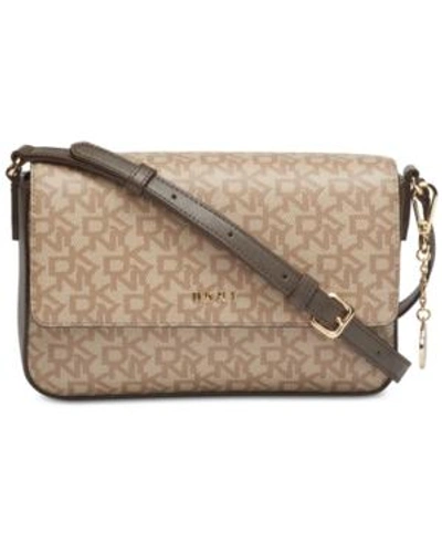 Shop Dkny Bryant Signature Crossbody, Created For Macy's In Khaki/brown/gold