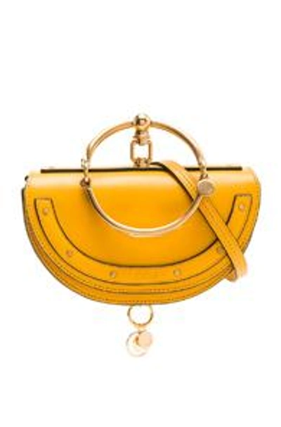 Shop Chloé Chloe Small Nile Leather Minaudiere In Yellow