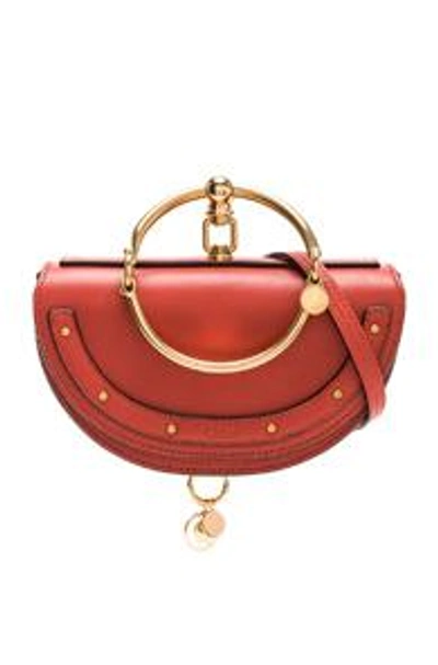 Shop Chloé Chloe Small Nile Leather Minaudiere In Earthy Red