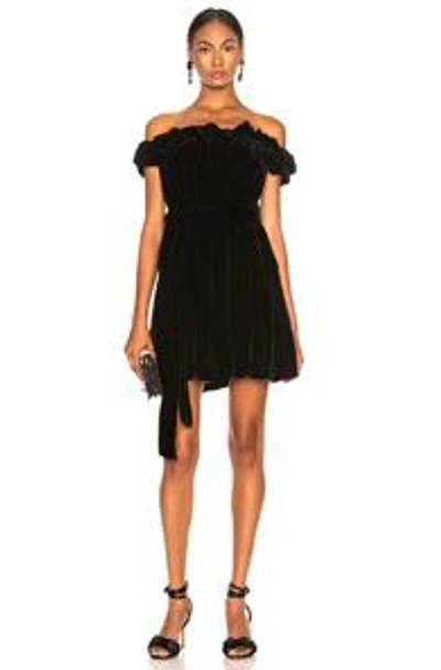 Shop Stella Mccartney Miya Velvet Off Shoulder Dress In Black