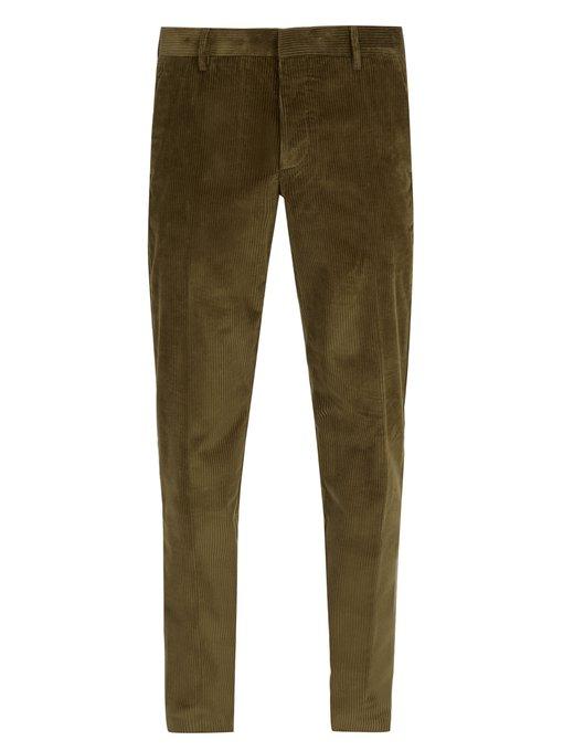 Prada Cotton-corduroy Trousers In Green | ModeSens