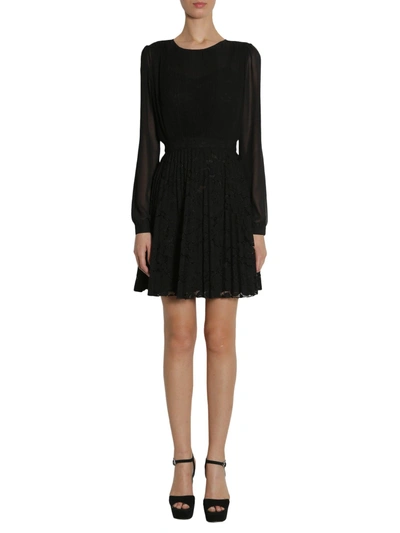 Shop Michael Michael Kors Organza And Lace Dress In Black