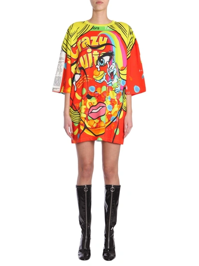 Shop Moschino Oversize Fit Dress In Multicolour