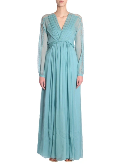 Shop Alberta Ferretti Long Dress In Azure