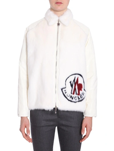 Shop Moncler Fox Fur Down Jacket In White