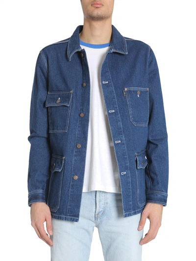 Shop Ami Alexandre Mattiussi Worker Denim Jacket In Blue