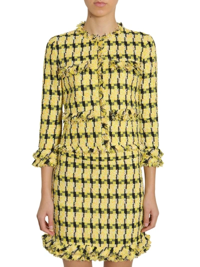 Shop Boutique Moschino Tweed Jacket In Yellow