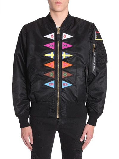 Shop Marcelo Burlon County Of Milan Alpha Ma-1 Co-lab Bomber Jacket In Black