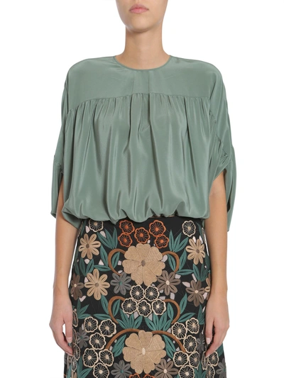 Shop Red Valentino Silk Blouse In Green