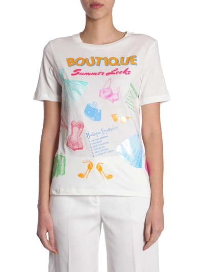Shop Boutique Moschino Round Collar T-shirt In White