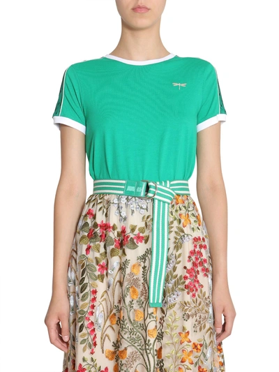 Shop Red Valentino Dragonfly Embroidered T-shirt In Green