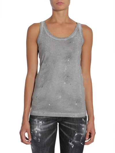 Shop Dsquared2 Cotton Jersey Top In Grey