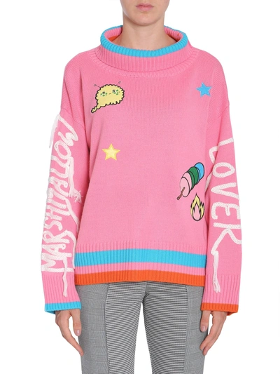 Shop Mira Mikati "marshmallow Lover" Turtle Neck Sweater In Pink