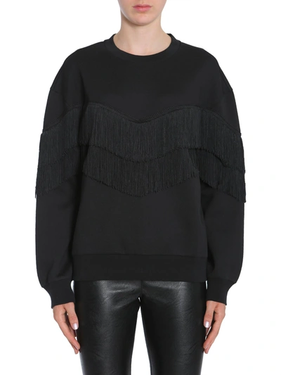 Shop Stella Mccartney Fringed Sweatshirt In Black
