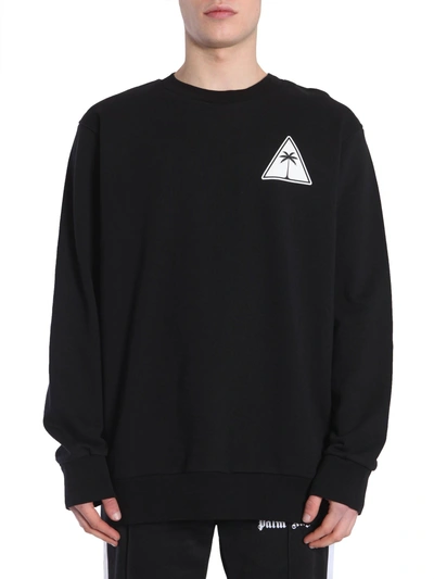 Shop Palm Angels Round Collar Sweatshirt In Black