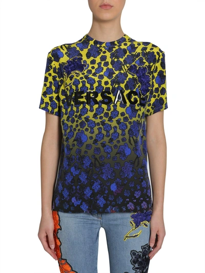 Shop Versace Flower Print Blouse In Multicolour