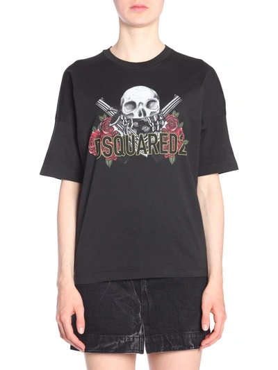 Shop Dsquared2 Round Collar T-shirt In Black