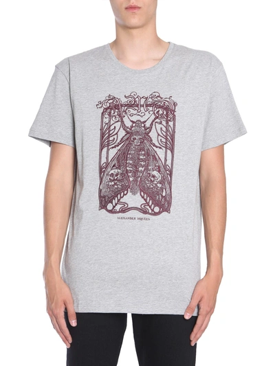 Shop Alexander Mcqueen Embroidered T-shirt In Grey