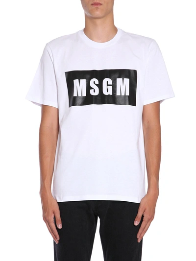 Shop Msgm T-shirt Con Stampa Box Logo In White