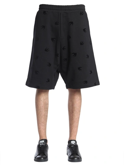 Shop Mcq By Alexander Mcqueen Mini Swallow Printed Shorts In Black