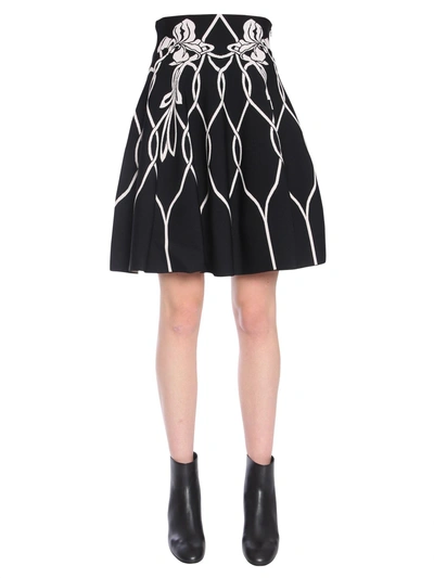 Shop Alexander Mcqueen Art Nouveau Jacquard Mini Skirt In Black