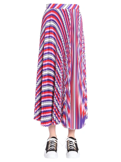 Shop Msgm Pleated Skirt In Multicolour