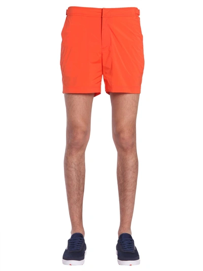 Shop Orlebar Brown "bulldog Sport" Swim Shorts In Orange
