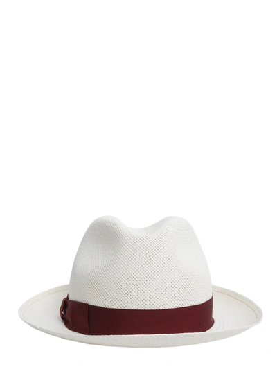 Shop Borsalino Medium Brimmed Panama Quito Jacquard Hat In White