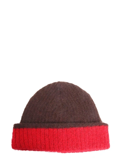 Shop Marni Mohair Blend Beanie In Bordeaux