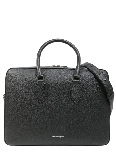 Shop Alexander Mcqueen Leather Briefcase In Black