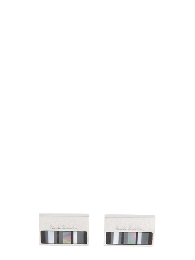 Shop Paul Smith Cufflinks With Mother Of Pearl Plate In Silver