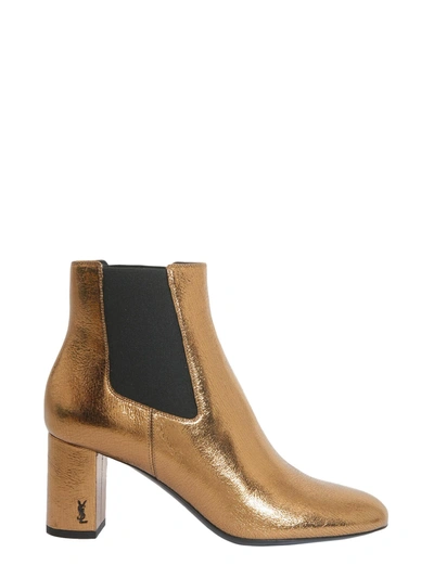Shop Saint Laurent Loulou Ankle Boots In Gold