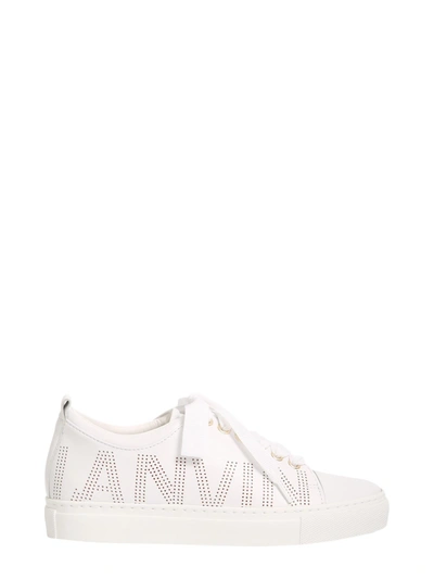 Shop Lanvin Perforated Logo Sneakers In White