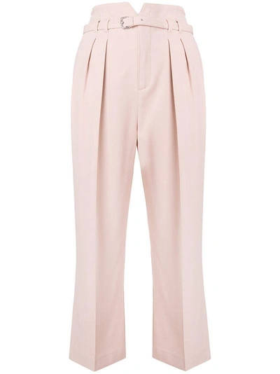 Shop Red Valentino Belted Cropped Trousers - Neutrals In Nude & Neutrals