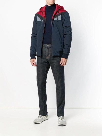 Shop Fendi Reversible Hooded Windbreaker Jacket - Blue
